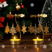 Christmas Candle Holders Dreamy Snowflake Rotating Candlestick Gold Starlight Glass Candle Holder Desktop Ornaments Suitable For Christmas Wedding Anniversary Table Decoration