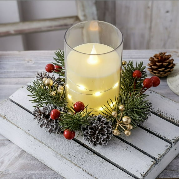 Christmas Candle Holders Flower Garlands Desktop Decoration Party Supplies For Holiday Table Centerpieces Home Decor Wedding Fireplace Decoration 7.87 in