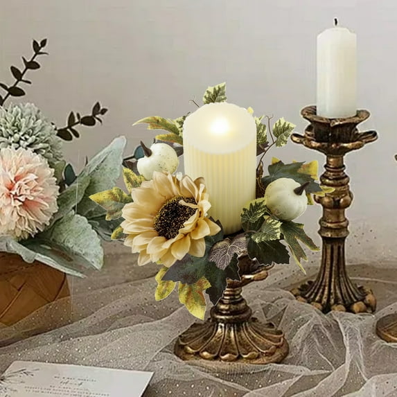 Christmas Candle Holders Flower Garlands Desktop Decoration Party Supplies For Holiday Table Centerpieces Home Decor Wedding Fireplace Decoration Pumpkin Sunflower 9.84 in