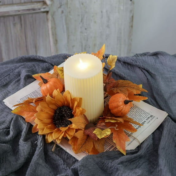 Christmas Candle Holders Flower Garlands Desktop Decoration Party Supplies For Holiday Table Centerpieces Home Decor Wedding Fireplace Decoration Pumpkin Sunflower 9.84 in
