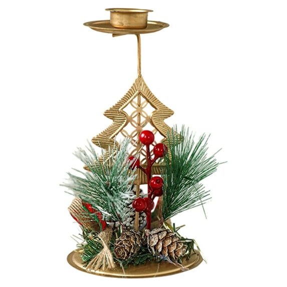 Christmas Candle Holders Set, Metal Holiday Decor with Traditional & Modern Design, Festive Tabletop Candle Stand for Creating Warm Atmosphere