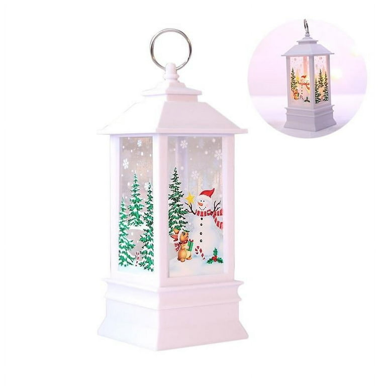 Popvcly Christmas Candle Lantern, Decorative Lantern with LED Candle Battery Operated Hanging Lanterns Flameless Candle Lantern for Xmas Christmas