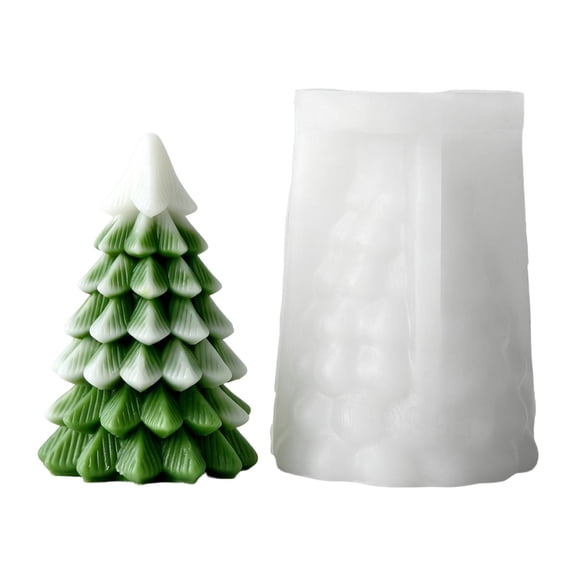 Christmas Candle Molds,Christmas Tree Silicone Candle Casting Mold,Tree Shaped Flexible Reusable Silicone Wax Form,Pine Tree Shape Silicone Mould,Durable Candle Molding Container for Xmas Tree