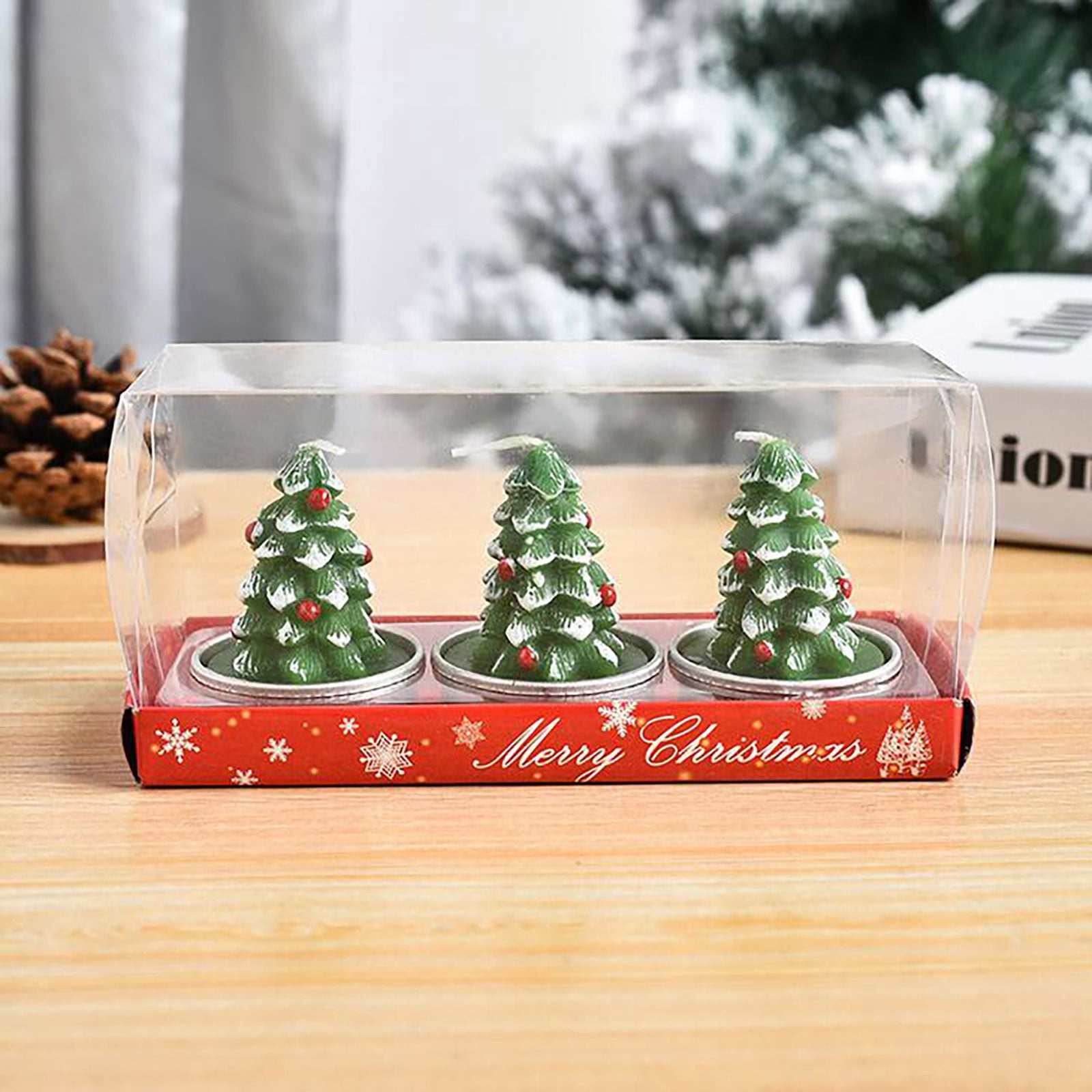 Christmas Candle Painted Decoration Christmas Gift Holiday Candle Three ...
