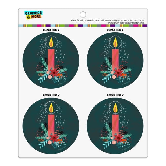 Christmas Candle Refrigerator Fridge Locker Vinyl Circle Magnet Set