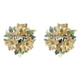 thumbnail image 1 of Christmas Candle Rings, Gold Poinsettia Wreath 2 Pack, 9 x 9 x 2 Inch Artificial Floral Candle Holder Rings with Greenery for Holiday Table Centerpiece Decor, 1 of 5