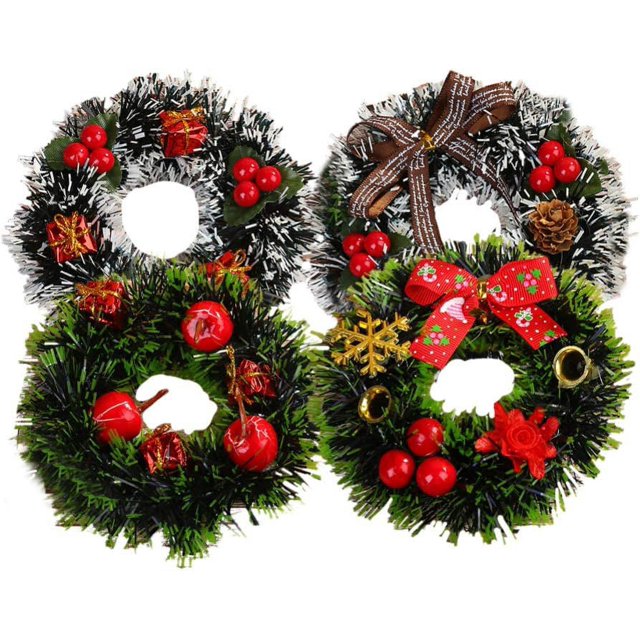 Christmas Candle Rings Mini Christmas Wreaths for Front Door Red