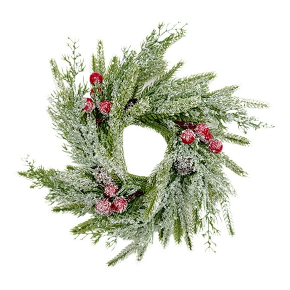 Christmas Candle Rings Norfolk Pine Wreath 10 Inch Artificial Pillars Wedding Fall Candle Wreaths Green Garland Ornament for Xmas Holiday Wedding Farmhouse Table Centerpiece