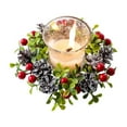 thumbnail image 1 of Christmas Candle Rings with Red Berries, Artificial 3 Inch Mini Wreaths for Pillar Candles, Winter Candle Holder Centerpiece for Xmas Table Wedding Door Tabletop Decoration, 1 of 5
