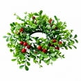 thumbnail image 1 of Christmas Candle Rings Wreath 2.95 Inner, Mini Xmas Greenery Wreath with Artificial Red Berries, Candle Ring Holder for Table Napkin Cup Decor, Holiday Home Kitchen Cabinet Centerpiece, 1 Pcs, 1 of 7