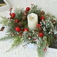thumbnail image 1 of Christmas Candle Rings Wreath Decorations Artificial Leaves Candlestick Garland Candle Ring Red Berry Pinecones Wreaths Candle Ring Holder for Christmas Wedding Home Table Centerpiece, 1 of 7
