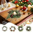 thumbnail image 1 of Christmas Candle Rings Wreaths Artificial Red Berries Cedarwood Needles Garland Candle Ring Holder For Christmas Wedding Home Table Centerpieces Decoration For Front Door Pillars, 1 of 7