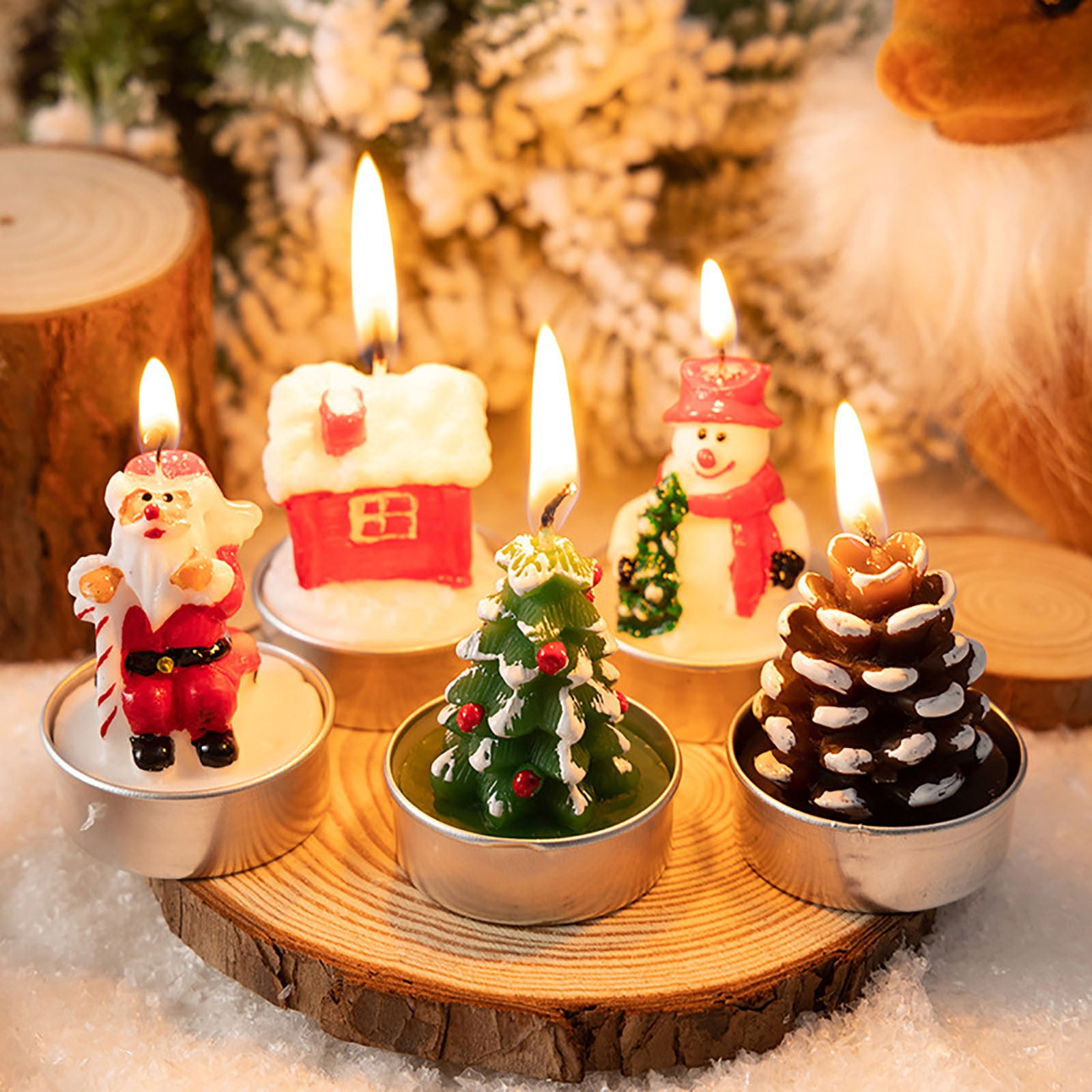 Christmas Candle Set With Elderly Tree And Snowman Candle Women Body