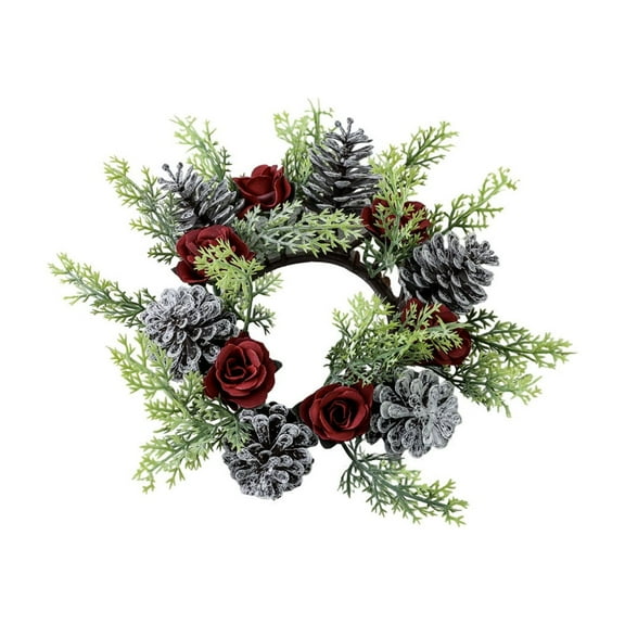 Christmas Candle Wreath Decoration With Pinecones And Berries Flameless Led Candle Centerpiece For Table Decor 12Inch