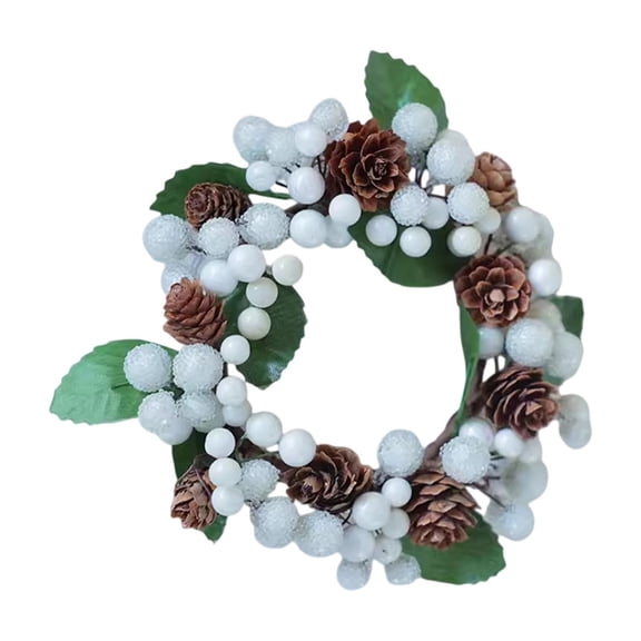 Christmas Candle Wreath – Holiday Tabletop Garland with Pinecones & Berries for Dinner, Fireplace & Festive Decor