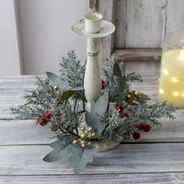 Christmas Candle Wreath Home Decoration for Festival Candle Stick Desktop Decoration Party Supplies For Holiday Table Centerpieces Home Decor Wedding Fireplace Decoration 8.66 in