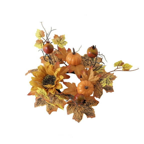 Christmas Candle Wreath Rings,Fall Candle Rings Wreaths,Christmas Candle Holders for Table,Pumpkin Sunflower Candle Candle Holders Aroma Wreath Circles Decorative Supplies Table Decorations