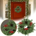 thumbnail image 1 of Christmas Candle Wreath Rings with Red Berries, 13.4" Artificial Cedar Mini Wreaths for Table Centerpiece, Cabinet, Window & Holiday Decor, 1 of 6