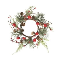 Christmas Candle Wreath for Table Centerpiece – Artificial Leaf Candle Ring Garland, Multicolor Decorative Candlestick Wreath for Holiday Dining Room Home Decor, 13 Inch