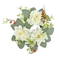 thumbnail image 1 of Christmas Candle Wreaths Candle Garland Pillar Candle Holder for Taper Candles Artificial Leaves for Farmhouse Winter white, 1 of 8