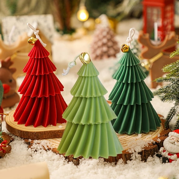 Christmas Candles, Aromatherapy Christmas Tree Candle Decorative Gift with Rotating Design for Desktop Table Party Winter Scented Decor 2025