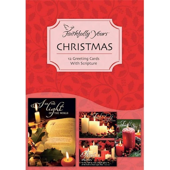 Faithfully Yours 21549X Boxed - Card Value-Christmas Candles-Christmas Assorted - Box of 12