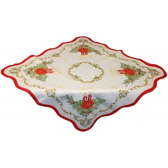 Christmas Candles Design 36" X 36" Table Topper