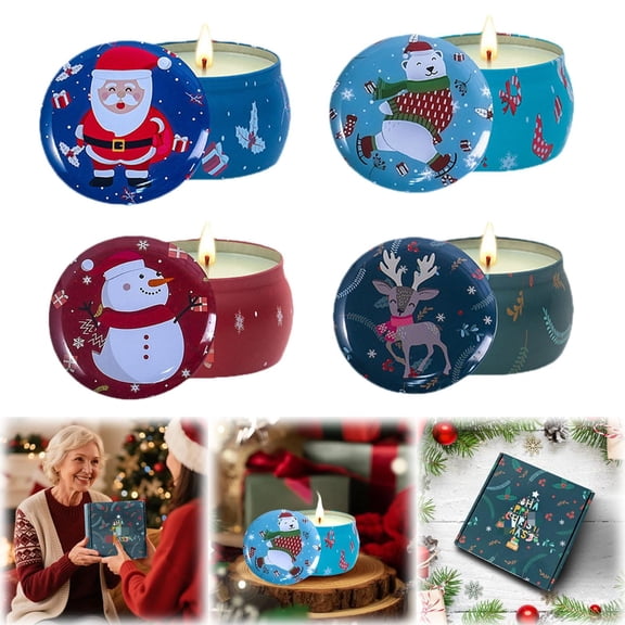 Christmas Candles, Scented Candles Gift Set for Women, 3.5 oz for Home Scented, Aromatherapy Candles for Relaxation, Christmas Gifts for Women Best Friends Mom, 4 Pack