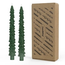 Christmas Candles Set, Decorative Christmas Tree Candles for Festive Holiday Celebrations, Taper Candles Gift to Family Friends with 2 candles (Dark Green)