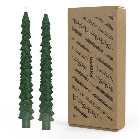 Christmas Candles Set, Decorative Christmas Tree Candles for Festive Holiday Celebrations, Taper Candles Gift to Family Friends with 2 candles (Dark Green)