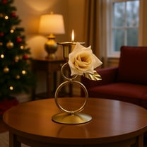 Christmas Candlestick Holder, Iron Metal Candle Holder for Table Decor, Holiday Centerpiece for Romantic Candlelight Dinner(A)