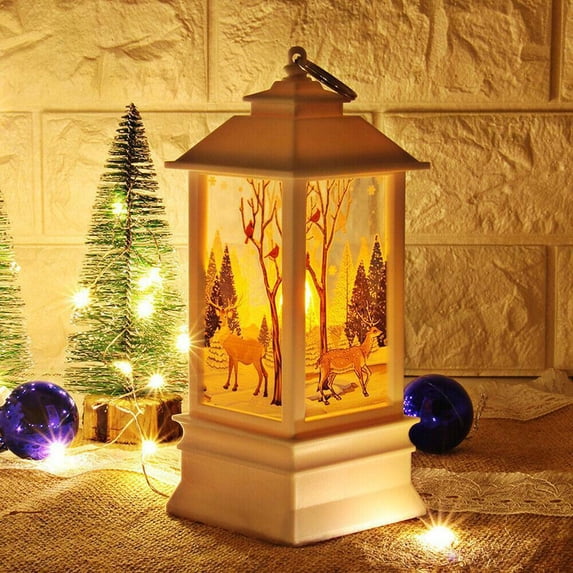 Christmas Candlestick Lamp,Small Night Lamp for Indoor,Light Decoration for Christmas Table White Deer