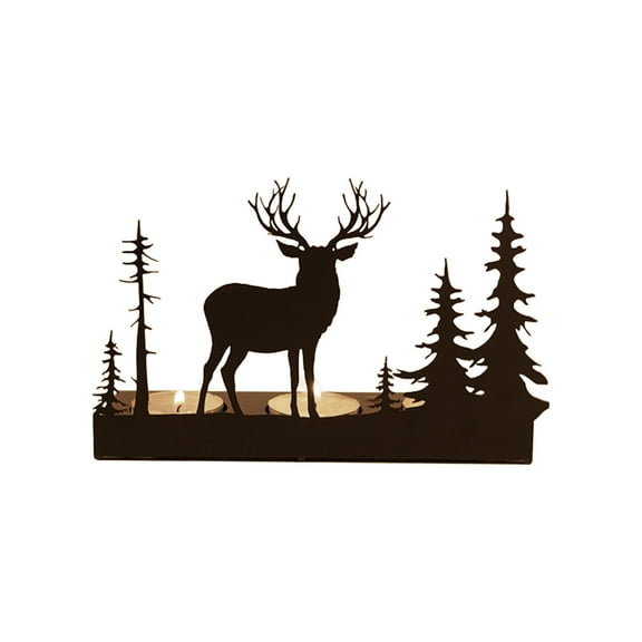 Christmas Candlestick, Metal Reindeer Candle Holder, Elegant Iron Christmas Tabletop Decor with Ambient Light, Durable Handcrafted Holiday Centerpiece for Festive Home Decoration