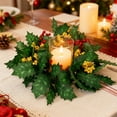 thumbnail image 1 of Christmas Candlestick Wreath with Golden Berries - Pine Cones, Pine Branches & Greenery Wreath, Festive Candle Centerpiece for Christmas Dining Table, Mantel & Festive Household Decor, 1 of 6