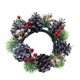 thumbnail image 1 of Christmas Candlestick Wreath White And Red Pines Cones Pines Branches Green Plant Decoration Suitable For Candle Centerpiece, 1 of 6