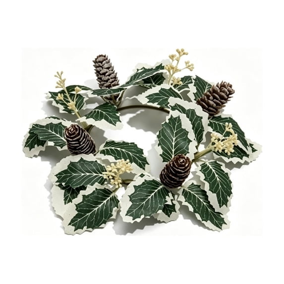 Christmas Candlestick Wreath With Golden Berries Pines Cones Pines Branches And Greeneries Suitable For Candle Centerpieces