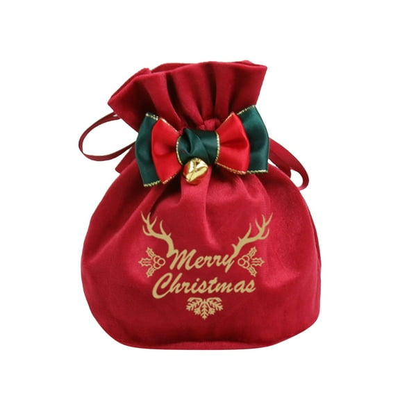 Christmas Candy Bag Gift Wrapping Shopping Burlap Drawstring Bag
