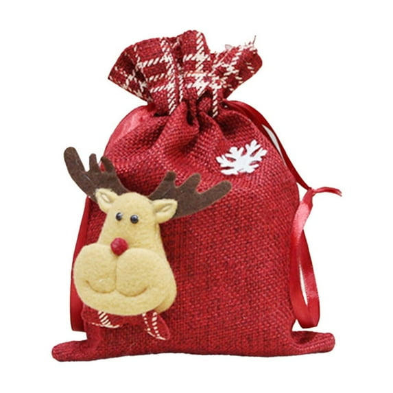 Christmas Candy Bag Gift Wrapping Shopping Burlap Drawstring Bag
