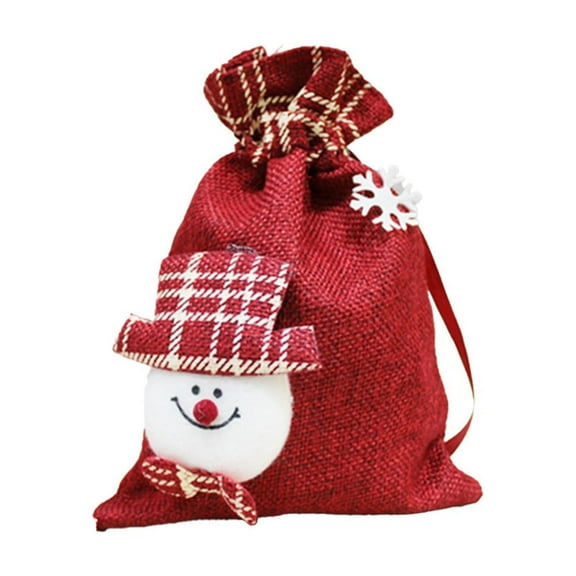 Christmas Candy Bag Gift Wrapping Shopping Burlap Drawstring Bag