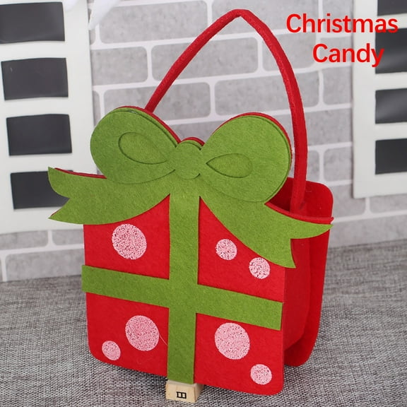 Christmas Candy Bag, Holiday Treat Bags for Stocking Stuffers, Fireplace Mantel Decor, Reusable Gift Sack for Christmas Decorations