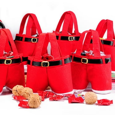 Christmas Candy Bags Tear Resistant Cute Flannel Decorative Eye-catching Xmas Present Handbags for Party