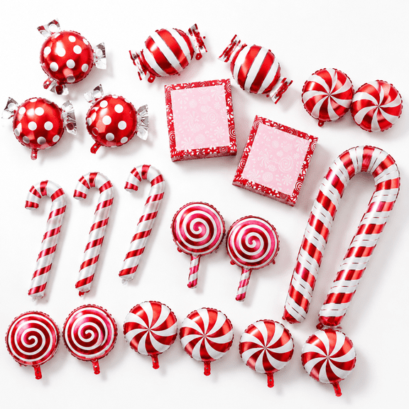 Christmas Candy Balloons Kit Large Candy Canes Lollipop Balloons with Balloon Boxes Christmas Lollipop Balloons Kit for Winter Holiday Xmas New Year Party Decorations