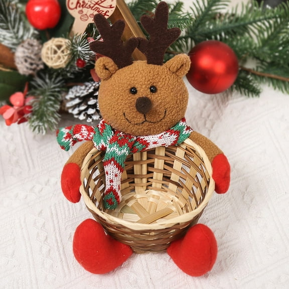 Christmas Candy Basket Cute Cartoon Vibrant Decorative Christmas Basket for Sugar Cookie Gift Christmas Decorations for Party Tabletop Living Room, Christmas Baskets Empty