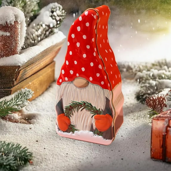 Christmas Candy Box with Santa Claus Cookies Design, Wrought Iron Cookies Chocolate Portable Box, Red Color Childrens Gift Box, Ideal for Holiday Sweets and Storage