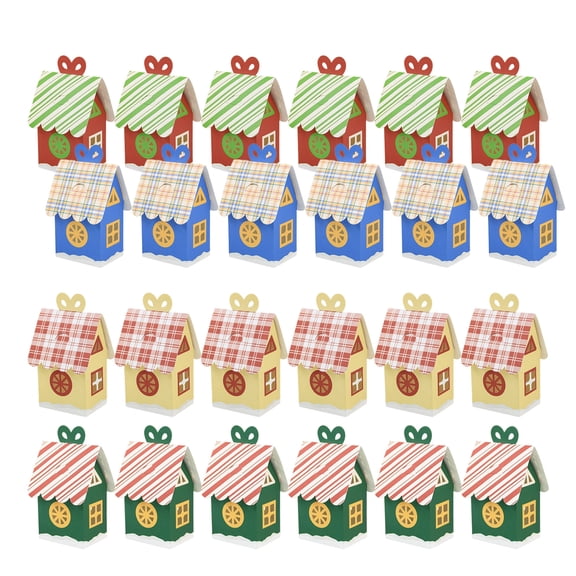 Christmas Candy Boxes Set Of 24 Foldable Friendly Paper House Shape For Candy Gifts And Decoration
