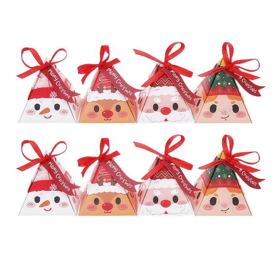 LEMESO 24PCS Christmas Candy Boxes | Small Red & White Striped Treat Boxes With Ribbon For Sweets, Party Favors