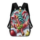 Christmas Candy Cane And Ornaments 3D Print 17in adolescent backpack Christmas Candy Cane And Ornaments 3D Print 17in adolescent backpack