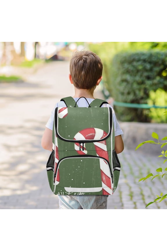 Christmas Candy Cane Backpack Big Laptop Backpack Casual Daypack Quilted Large Capacity Large Bookbags