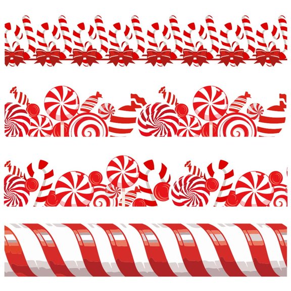 Christmas Candy Cane Bulletin Board Borders Red White 69 Feet 60 Pieces