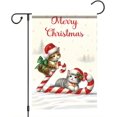 thumbnail image 1 of Christmas Candy Cane Garden Flag 12x18 Inch Winter Red Bow and Berries Design Outdoor Holiday Yard Banner Double Sided Winter House Flag Festive Garden Decoration Seasonal Home Decor, 1 of 6